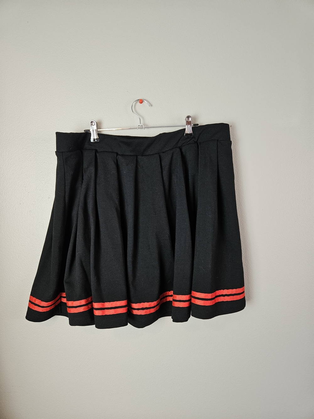 wild fable Black Skater Skirt with Red Hem Stripes